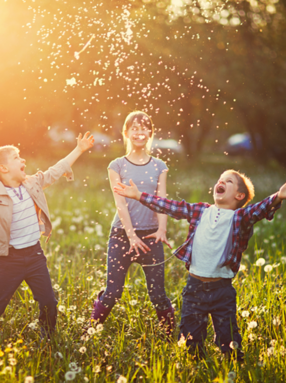 children playing in a field