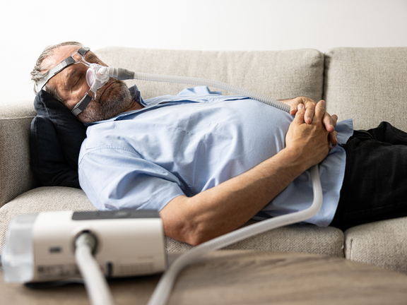 Obstructive sleep apnea in adults - napping patient (male) 3